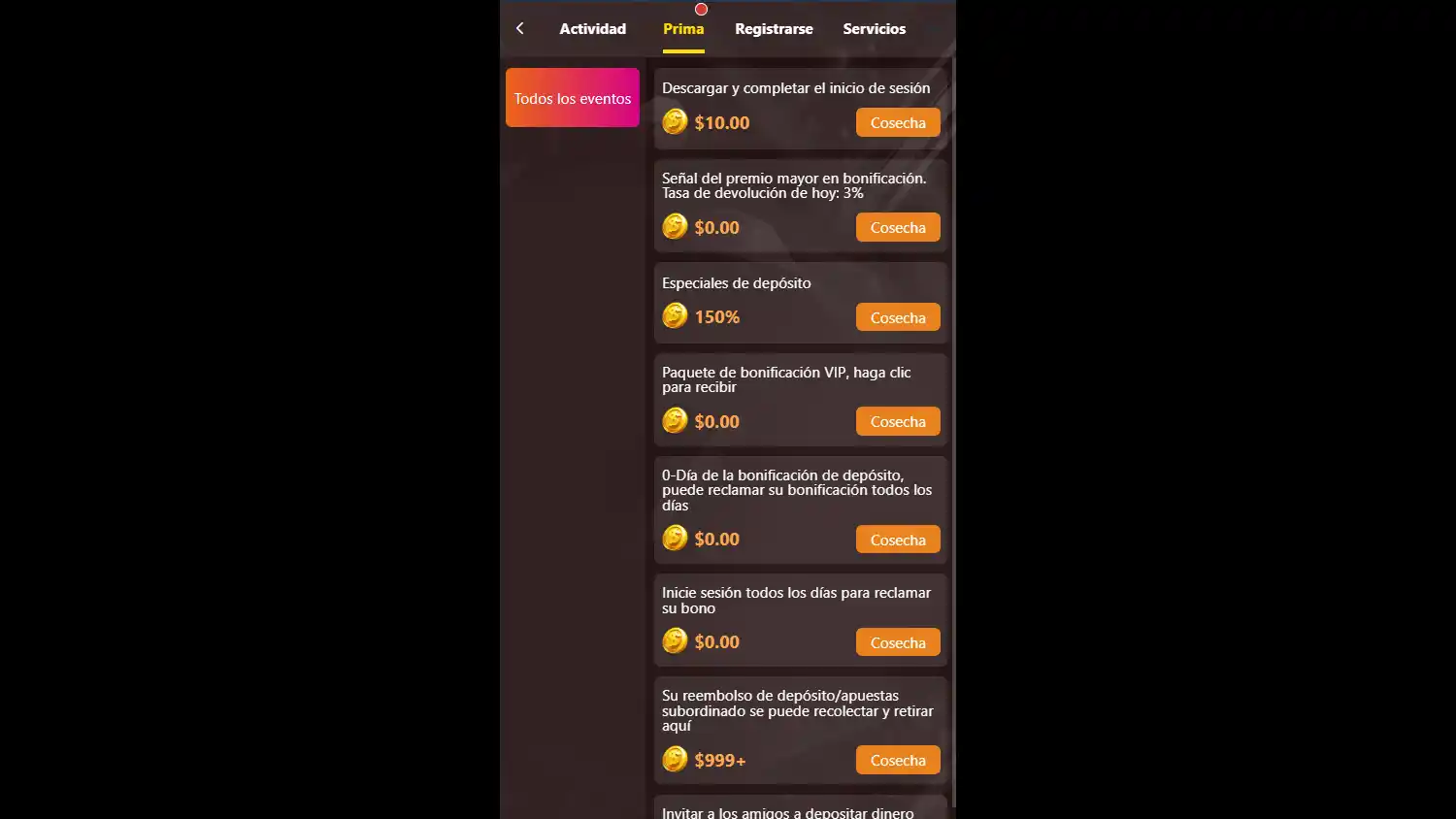 Captura aportada del acceso a promociones de MXLOBO
